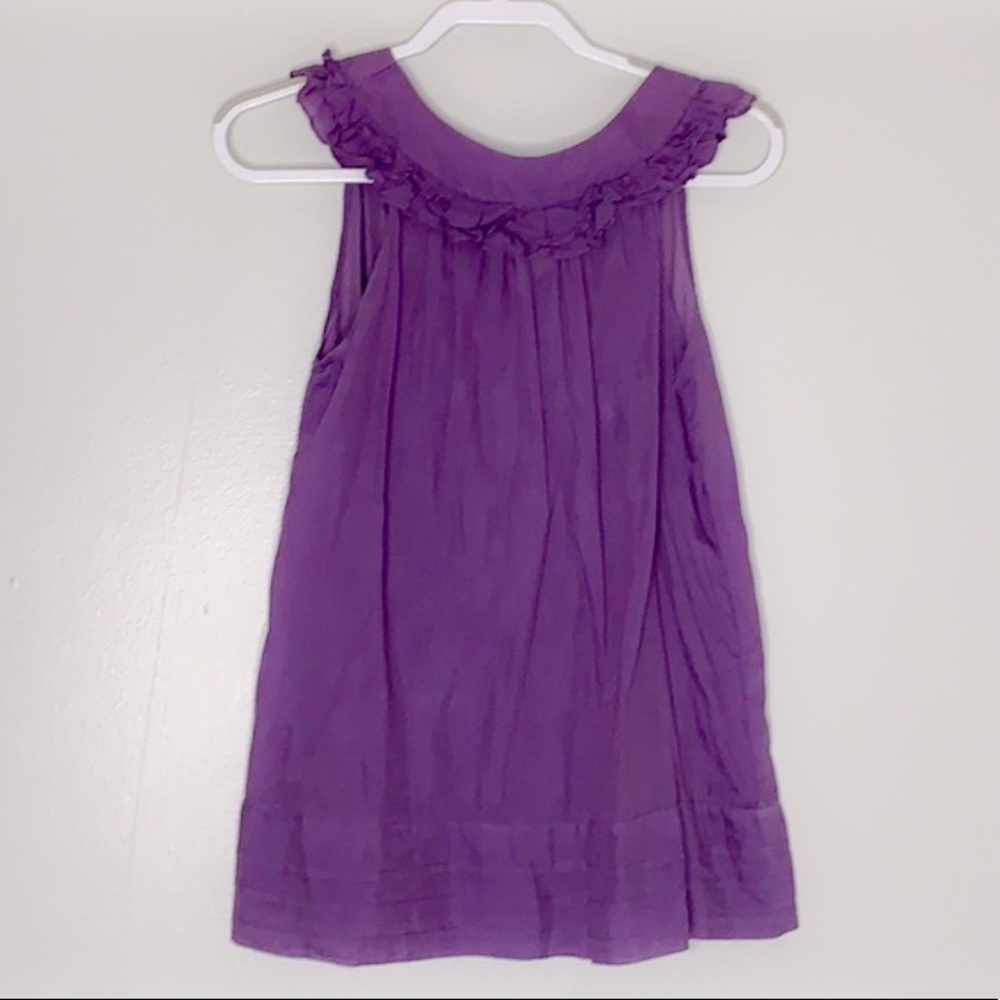Boutique Forever Silk Ruffle Collar BabyDoll Sleeveless top